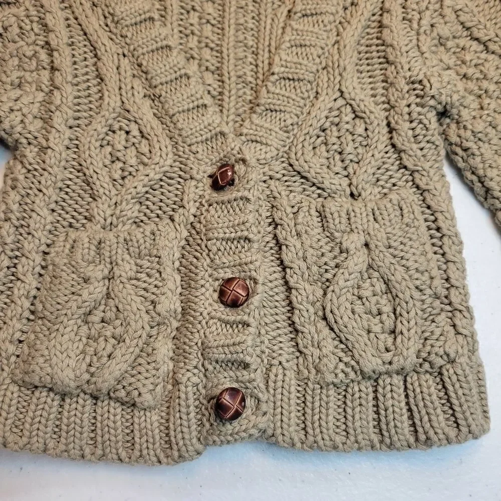 MINI Top Shop Oatmeal Kids Mushroom Colored Cable Knit Cardigan boys 6-12 months